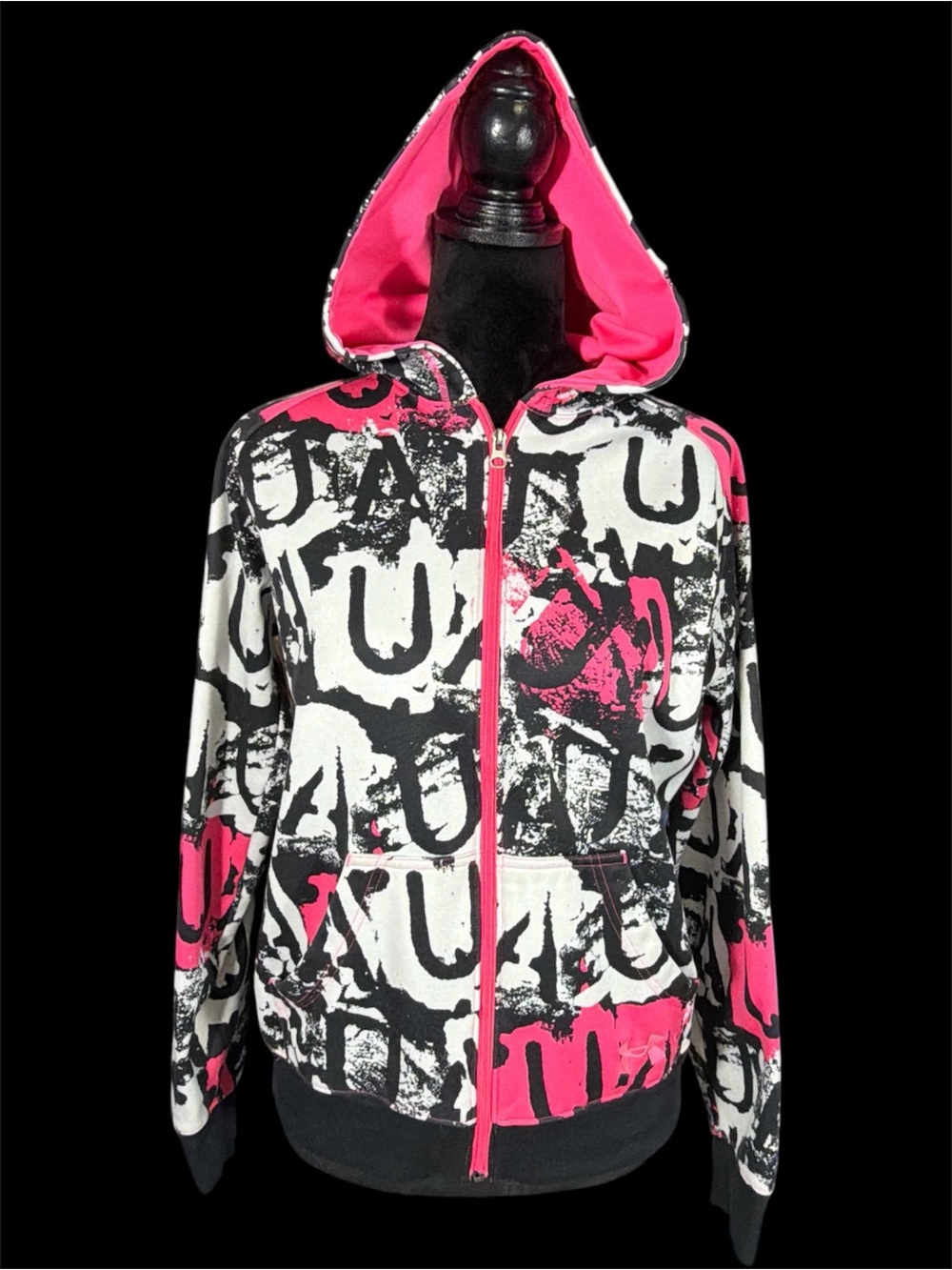 Under Armour Pink Black White Graphic Zip Hoodie